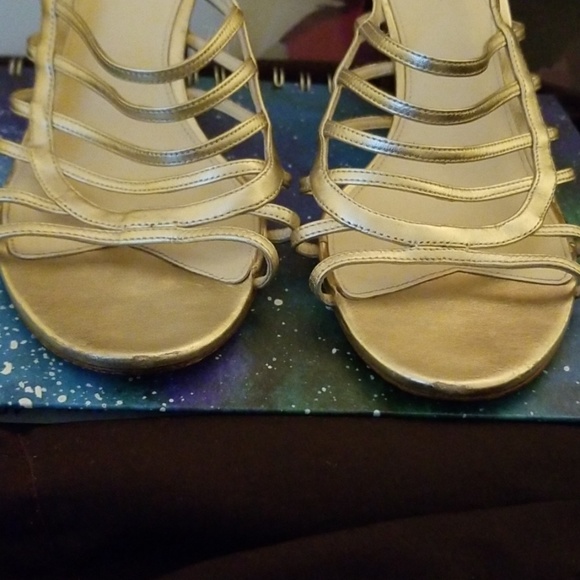 Via Spiga Strappy Gold Heels - Picture 4 of 7